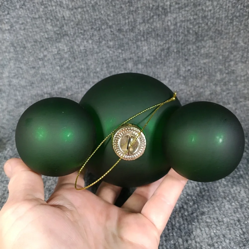 Disney Mickey Mouse Icon Glass Ball Ornament Green Frosted Matte Holiday Decor